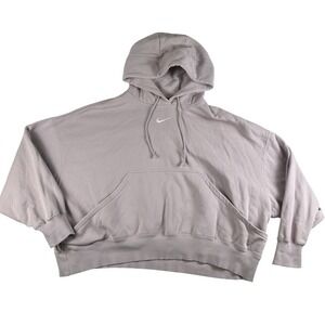 Nike Hoodie Womens XL Purple Phoenix Fleece Cropped Boxy Pullover Sweatshirt